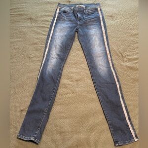 Women's Denim Skinny Jeans with Side Stripes